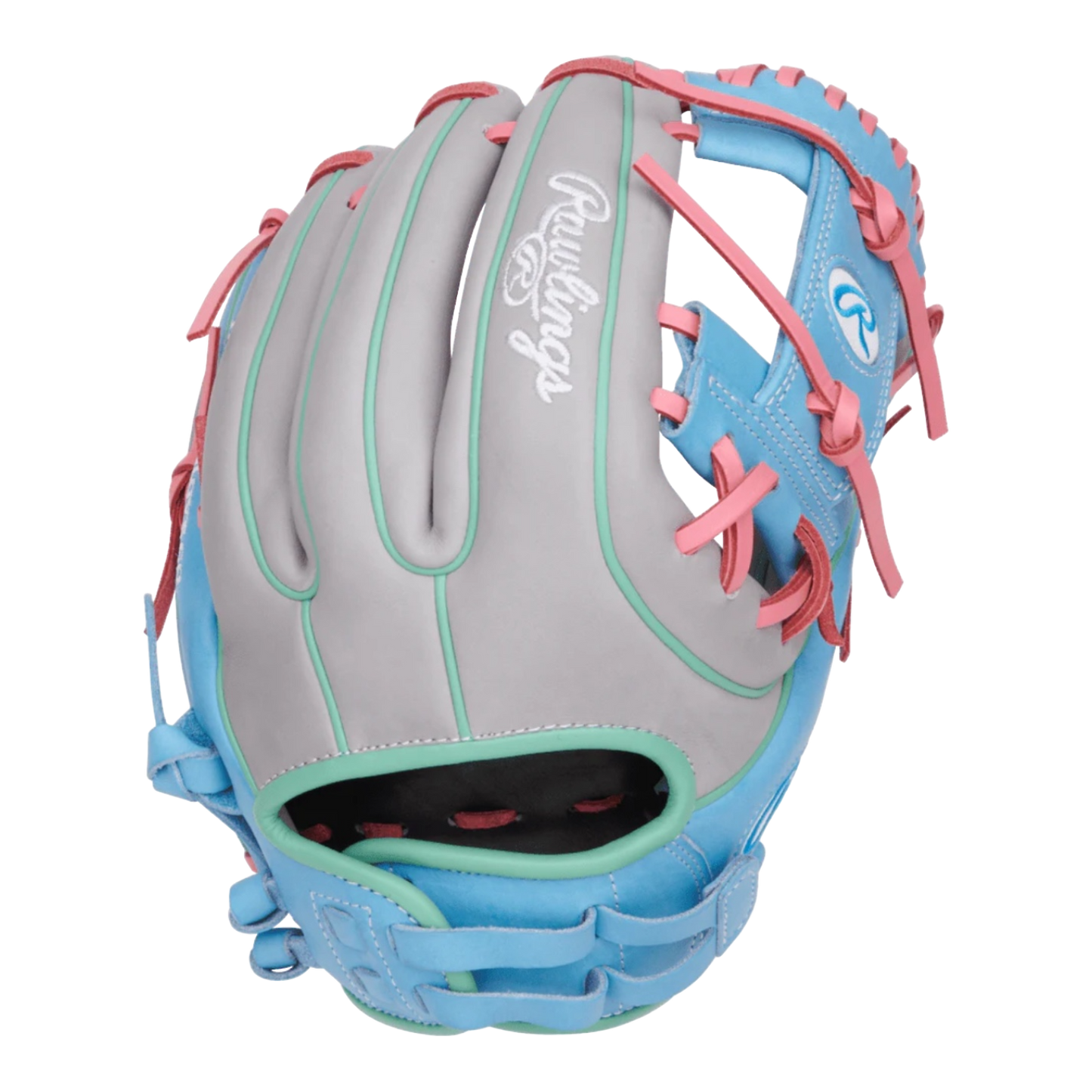 Rawlings Heart of the Hide 12" Pink Aqua Gray Softball Glove - PRO716SB-2GCB