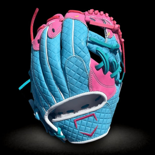 Custom Ballgloves Baby Blue Pink Ice Cream Glove 11.5” I-Web