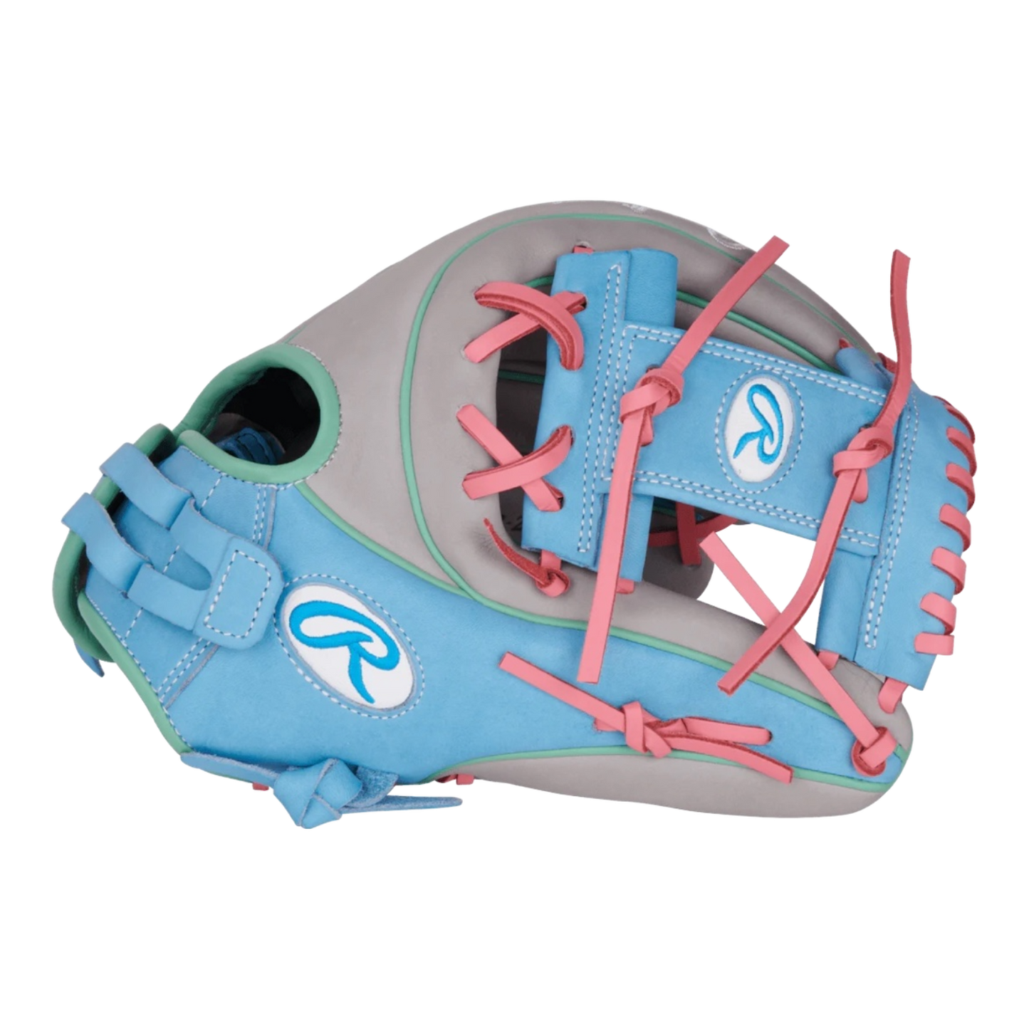 Rawlings Heart of the Hide 12" Pink Aqua Gray Softball Glove - PRO716SB-2GCB