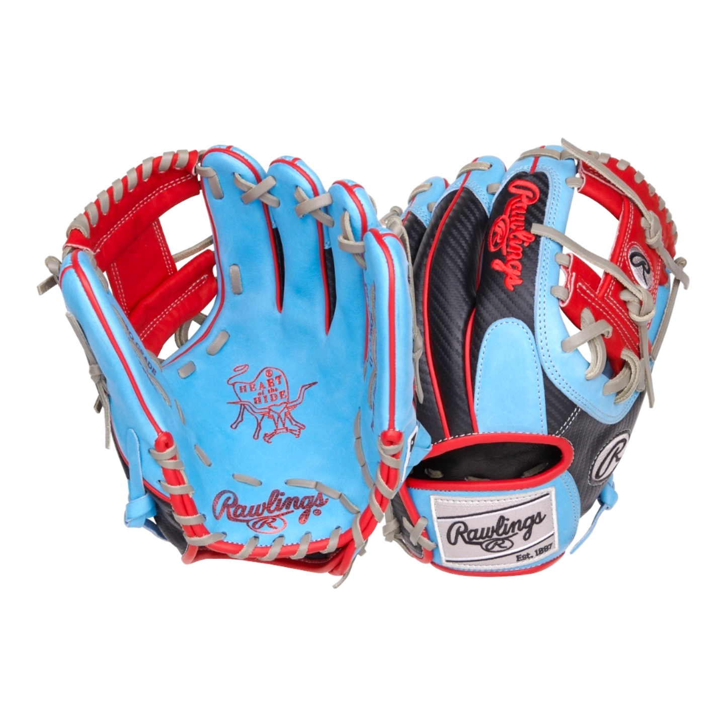 Rawlings Heart of the Hide 11.5" I-Web Baby Blue Red Black Baseball Glove PROR204-2CBS