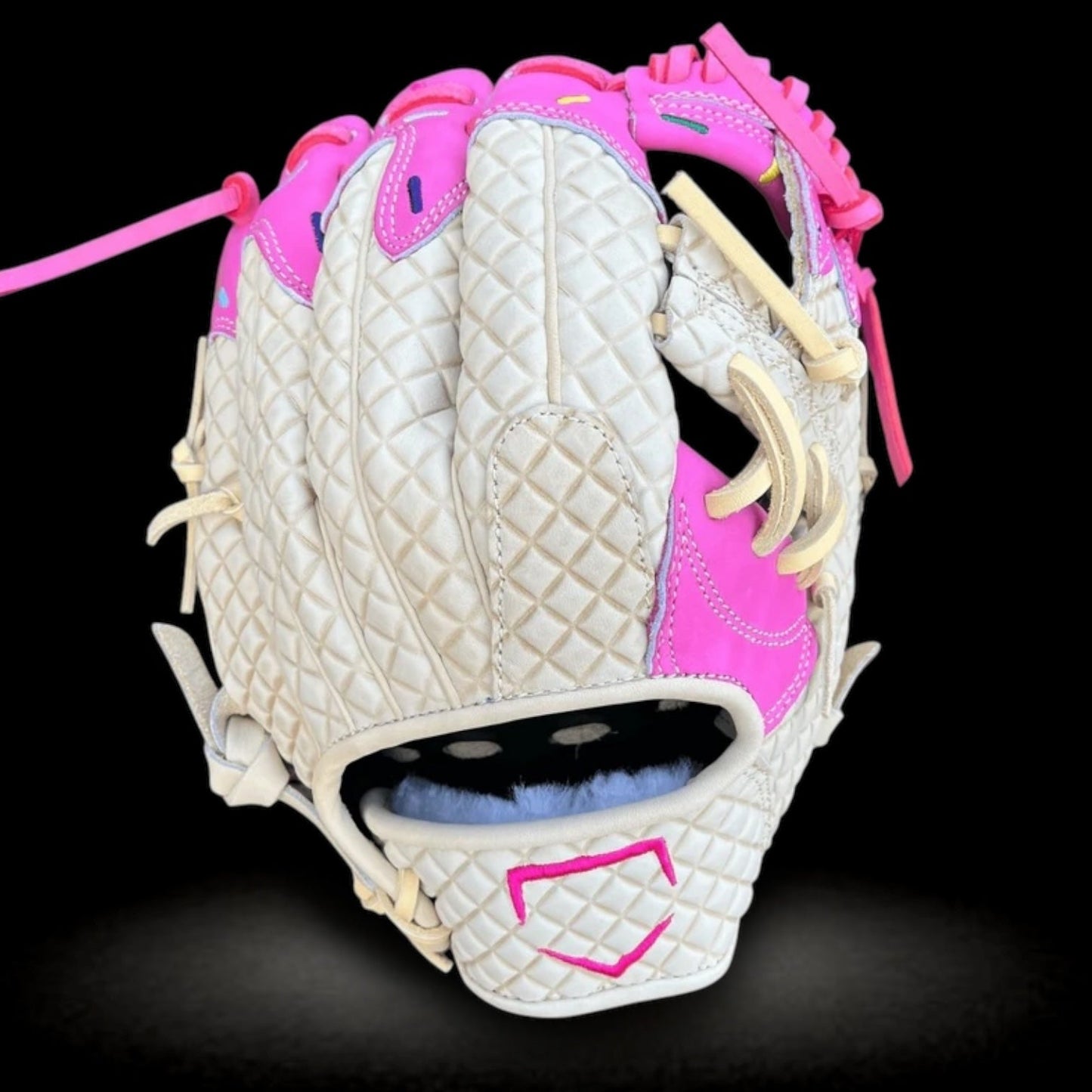 Custom Ballgloves Pink Ice Cream Baseball Glove 11.5” I-Web Infield