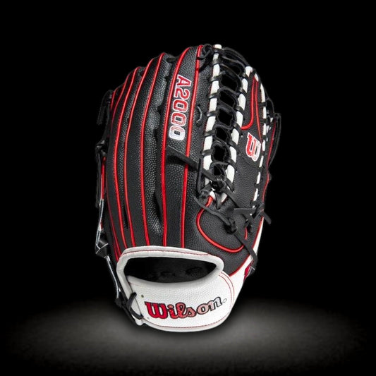 Wilson A2000 12.75” Trapeze Web Black Red White Outfield Glove