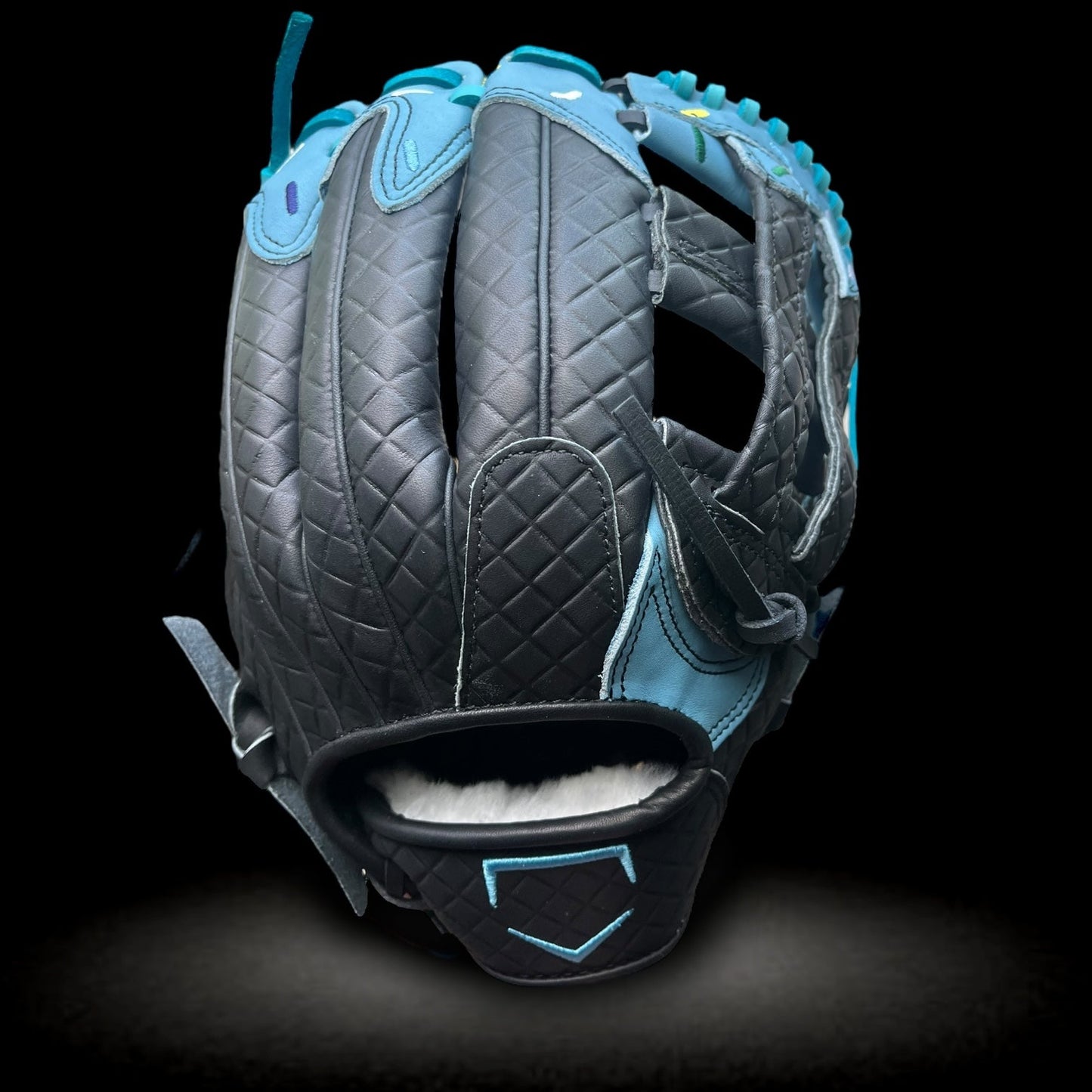 Custom Ballgloves Baby Blue Black Ice Cream Baseball Glove 12.75” H-Web