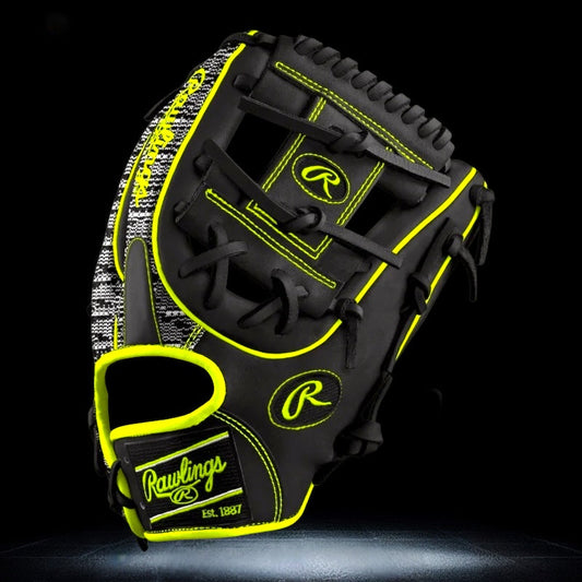 Rawlings Custom 11.5” I-Web Zebra Print Shell Neon Yellow Black Heart of the Hide Baseball Glove