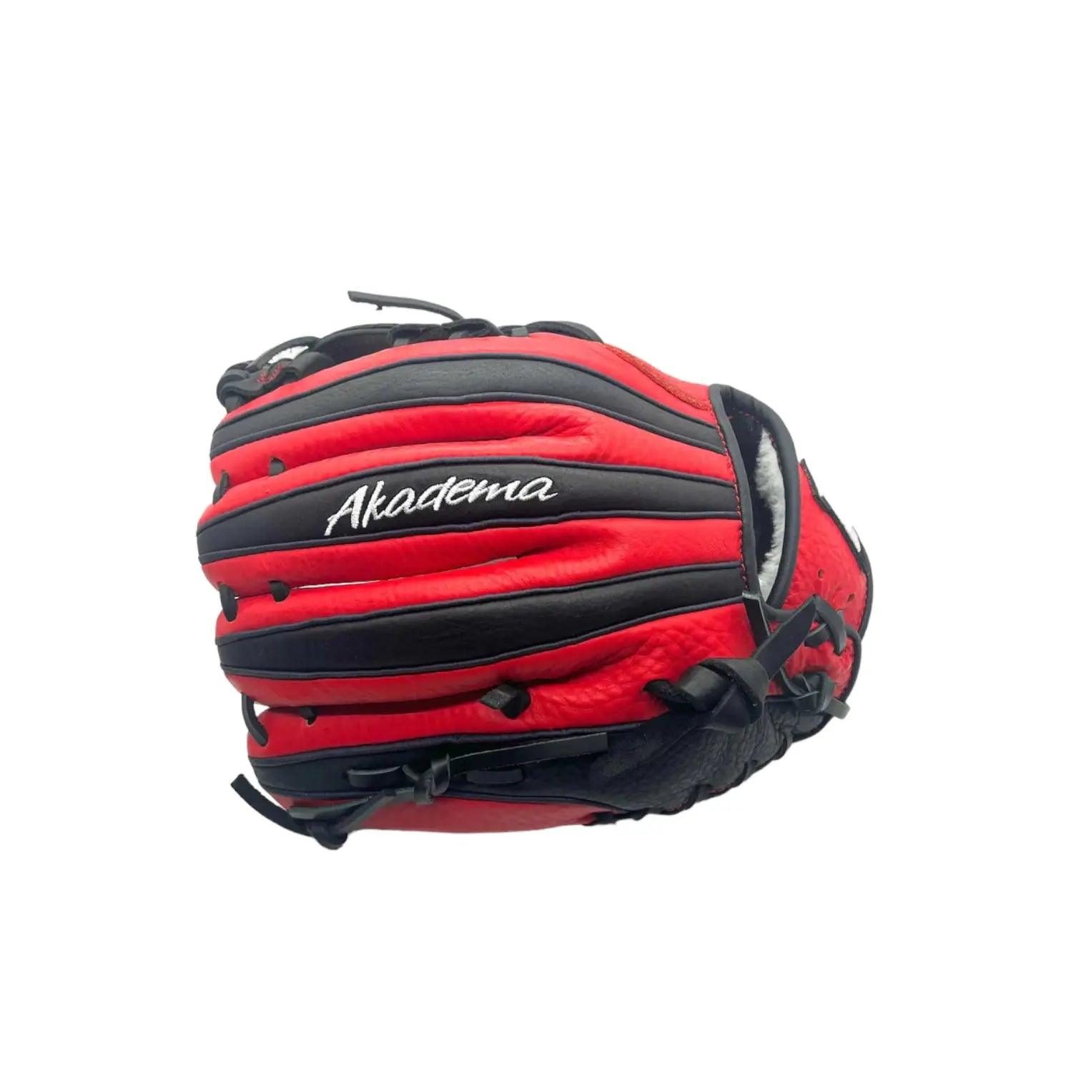 Akadema Pro Soft Series 11.5” Inch Red Black I Web Infielders Glove - CustomBallgloves.com