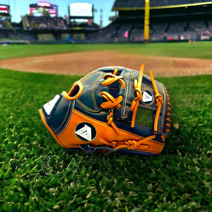 Akadema Torino Series 11.5” Inch Black Orange I Web Infielders Glove - CustomBallgloves.com