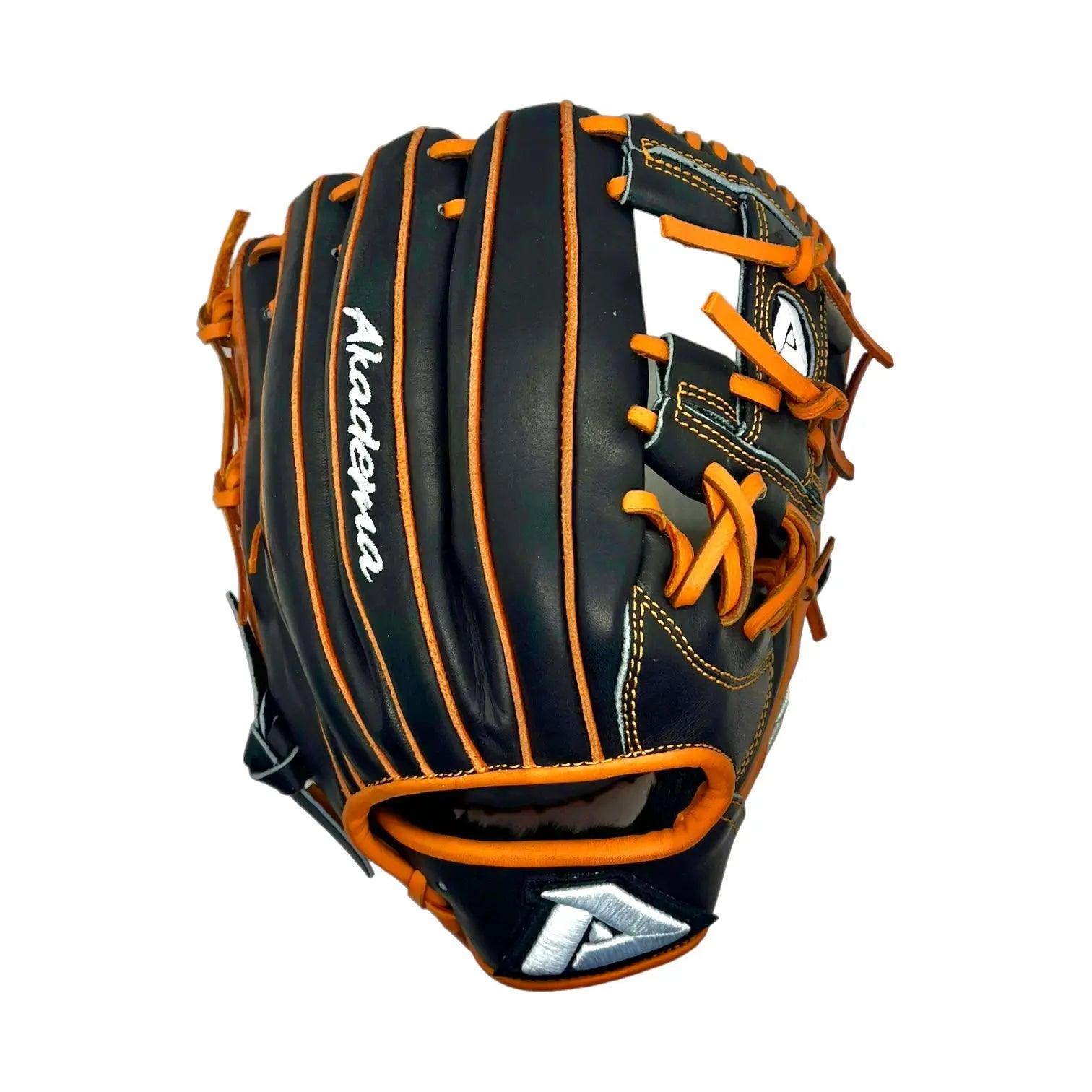 Akadema Torino Series 11.5” Inch Black Orange I Web Infielders Glove - CustomBallgloves.com