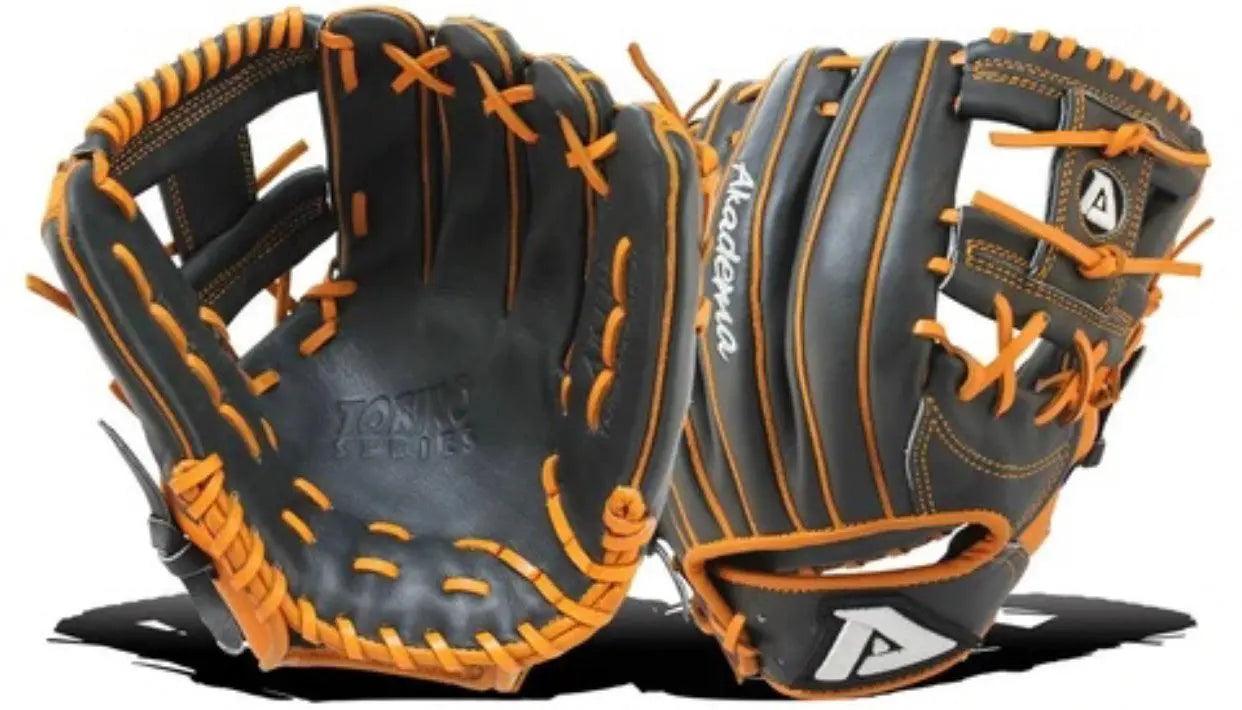 Akadema Torino Series 11.5” Inch Black Orange I Web Infielders Glove - CustomBallgloves.com