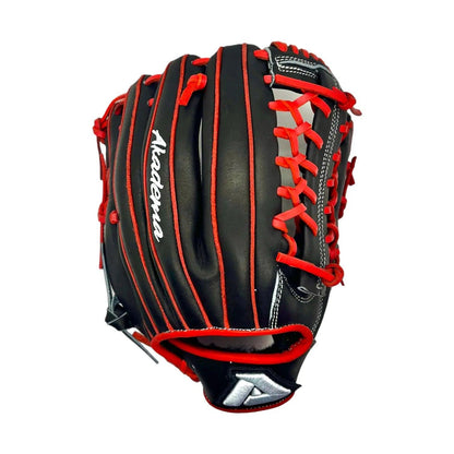 Akadema Torino Series 11.5” Inch Red Black Modified Trapeze Red Black Infield Pitcher Glove - CustomBallgloves.com