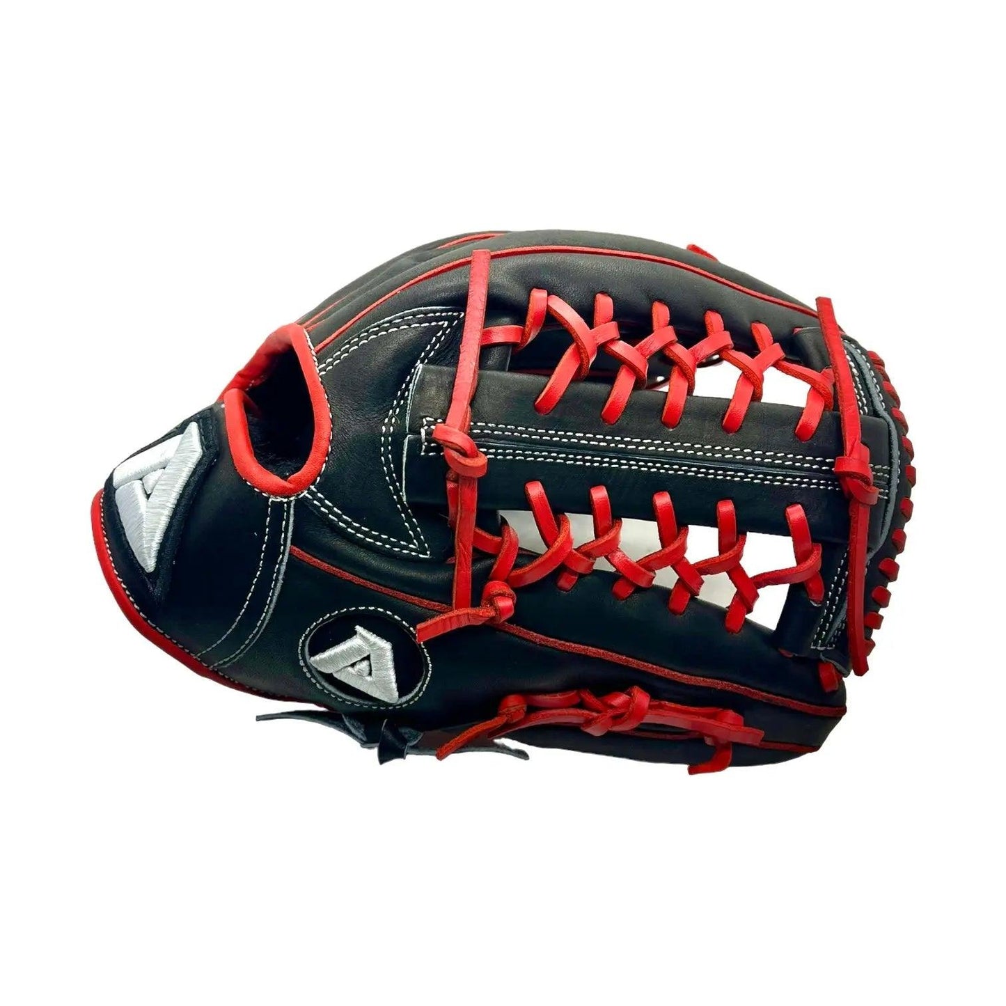 Akadema Torino Series 11.5” Inch Red Black Modified Trapeze Red Black Infield Pitcher Glove - CustomBallgloves.com