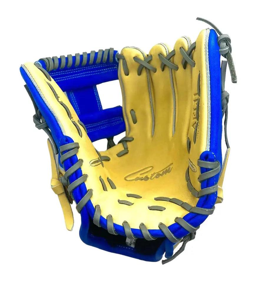 Akadema Torino Series 11.50” Inch I-Web Blonde Blue Gray Infielder Glove - CustomBallgloves.com