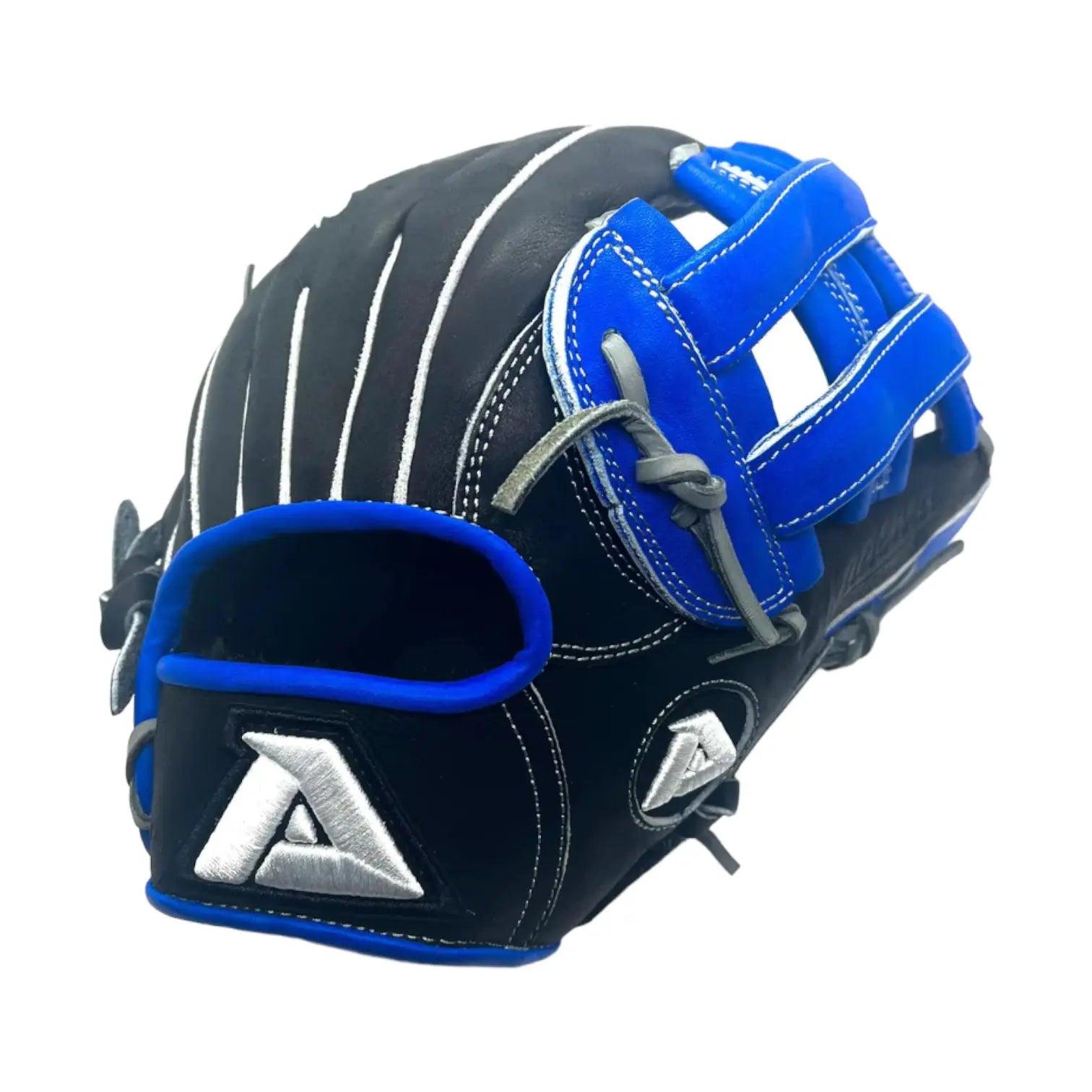 Akadema Torino Series 12.75” Inch H-Web Black Blue Gray Infielders Glove - CustomBallgloves.com