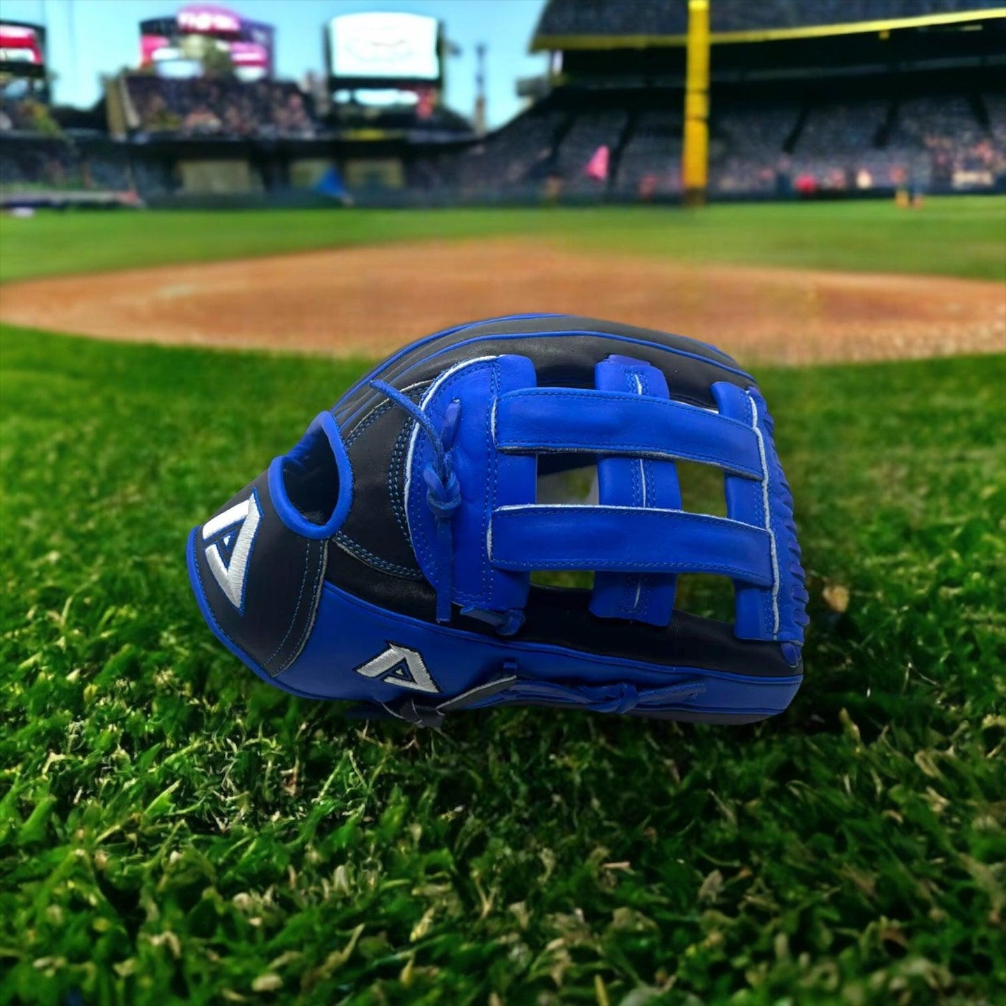 Akadema Torino Series 12.75” Inch H Web Blue Black Outfield Glove - CustomBallgloves.com