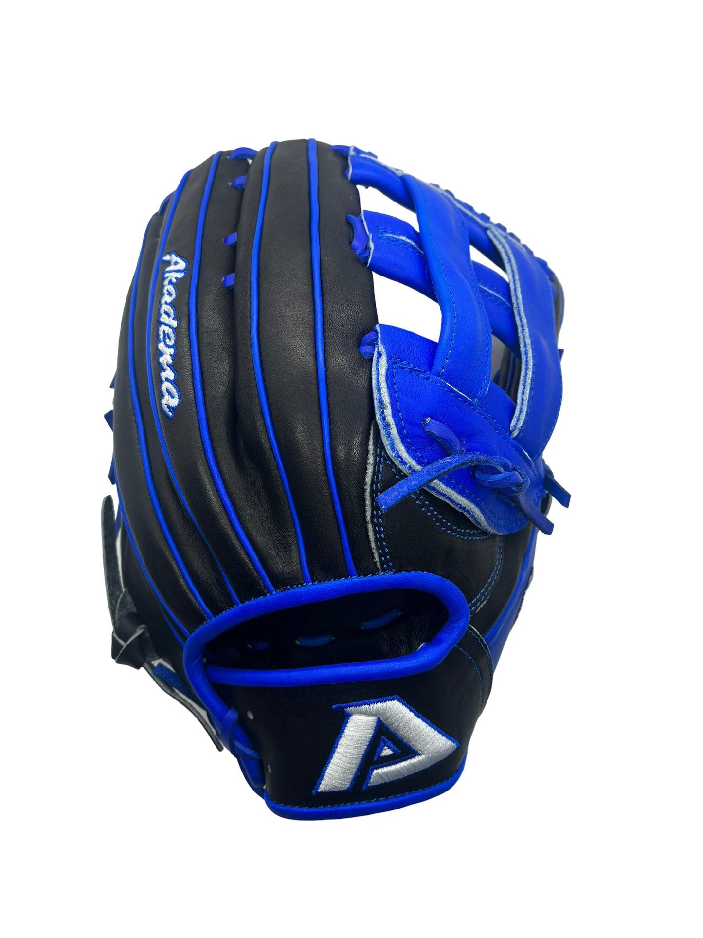 Akadema Torino Series 12.75” Inch H Web Blue Black Outfield Glove - CustomBallgloves.com