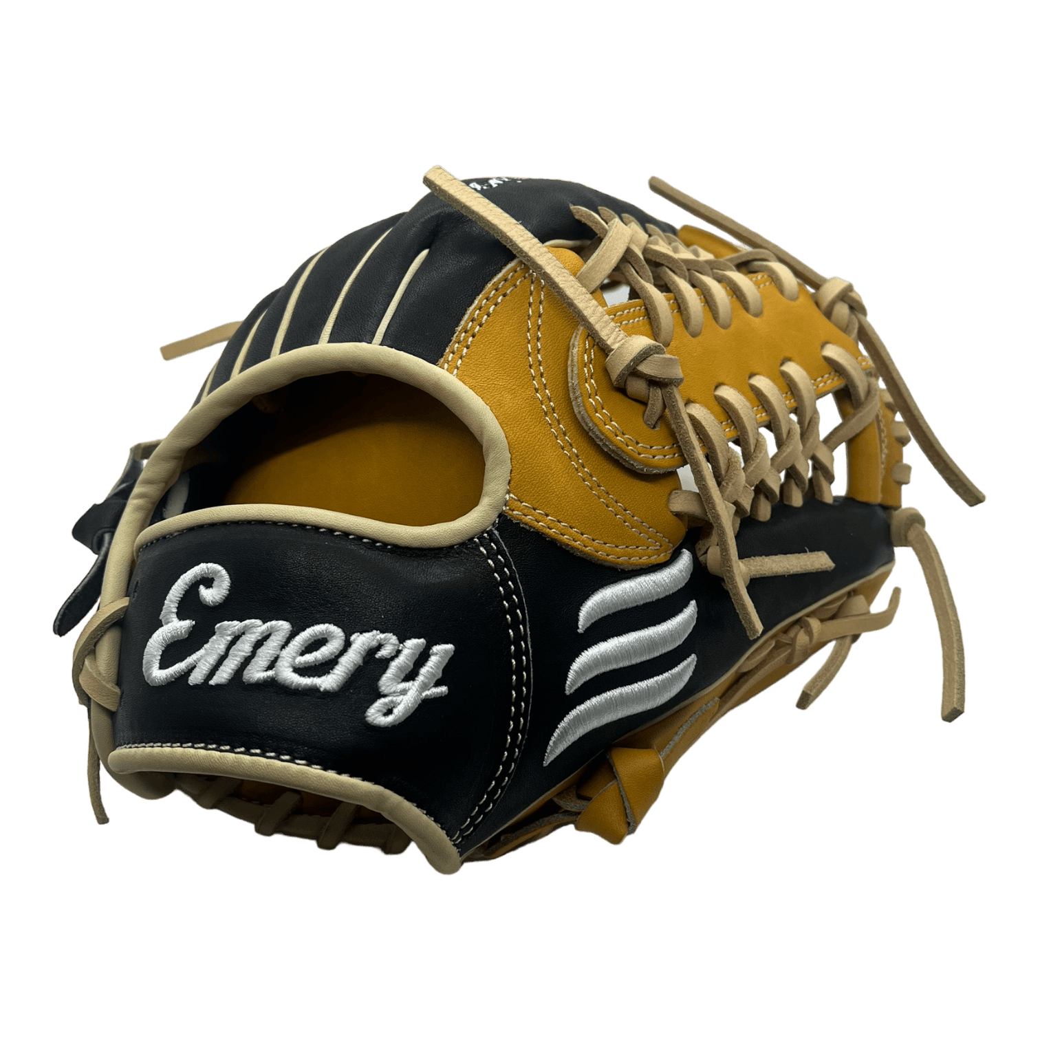 Emery CB Series 11.5" Inch Modified Trapeze Web Black Brown Blonde Infield Pitcher Glove - CustomBallgloves.com