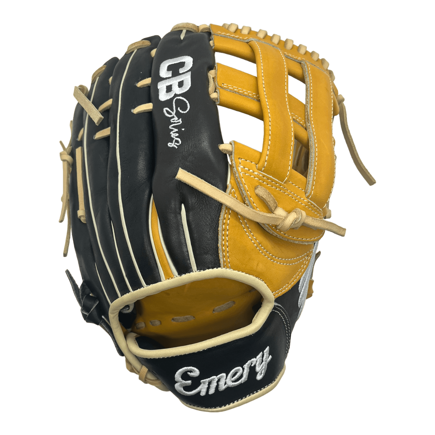 Emery CB Series 12.75" Inch H-Web Black Brown Blonde Outfield Glove - CustomBallgloves.com