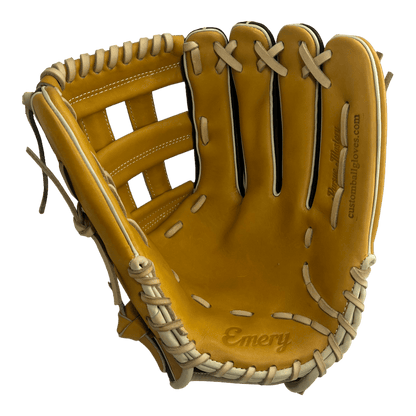 Emery CB Series 12.75" Inch H-Web Black Brown Blonde Outfield Glove - CustomBallgloves.com