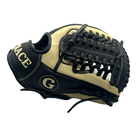 Grace Custom 11.5” Inch Modified Trapeze Black Snake Skin Blonde Infield Pitcher Glove - CustomBallgloves.com