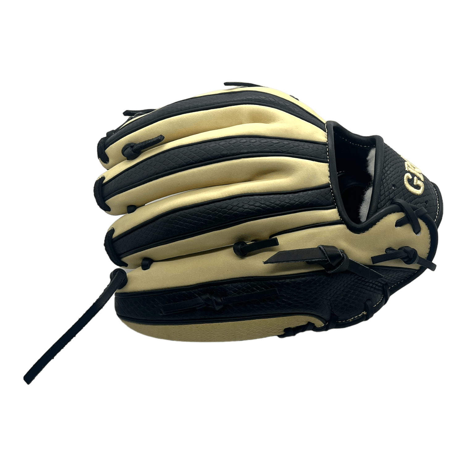 Grace Custom 11.5” Inch Modified Trapeze Black Snake Skin Blonde Infield Pitcher Glove - CustomBallgloves.com