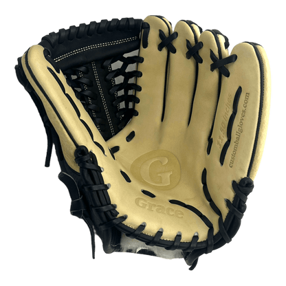 Grace Custom 11.5” Inch Modified Trapeze Black Snake Skin Blonde Infield Pitcher Glove - CustomBallgloves.com