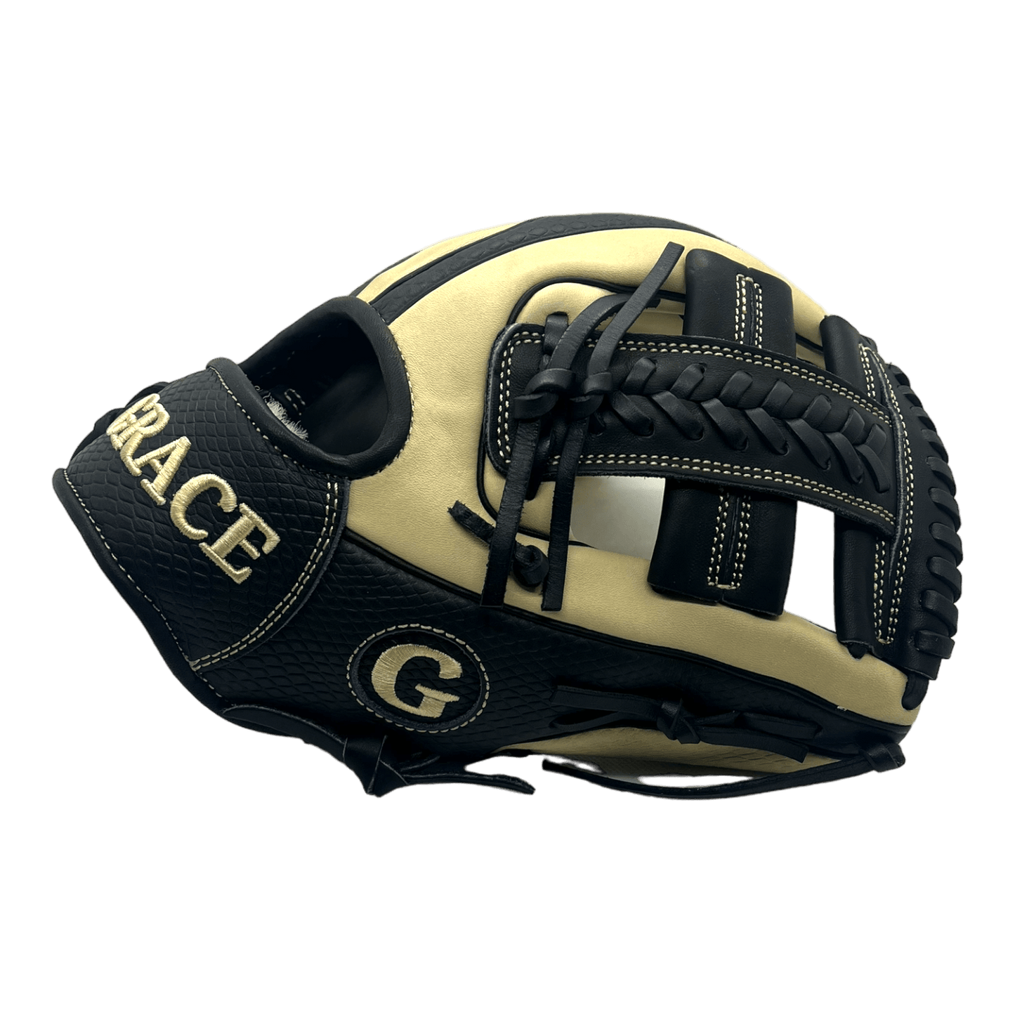 Grace Custom 11.5” Inch OG Web Black Snake Skin Blonde Infield Glove - CustomBallgloves.com