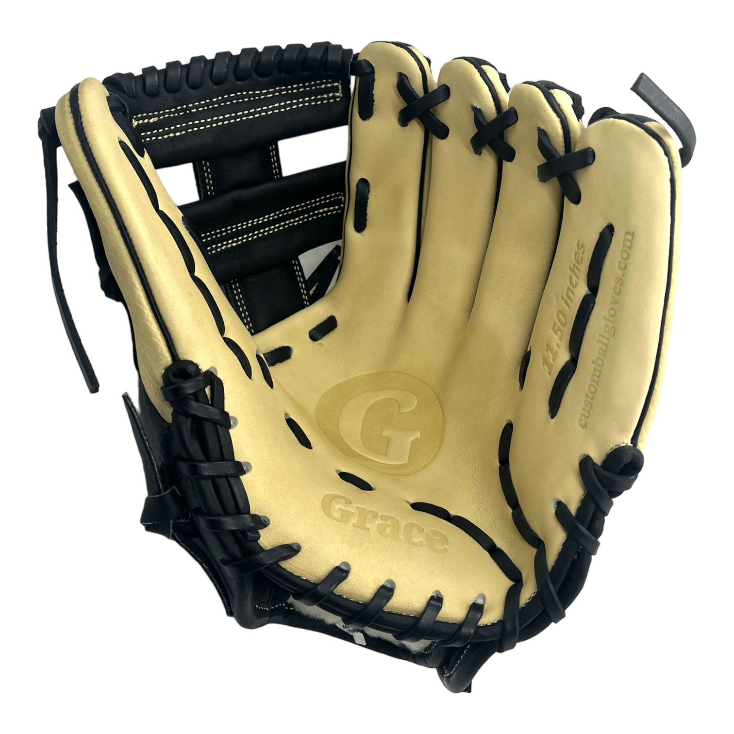 Grace Custom 11.5” Inch OG Web Black Snake Skin Blonde Infield Glove - CustomBallgloves.com