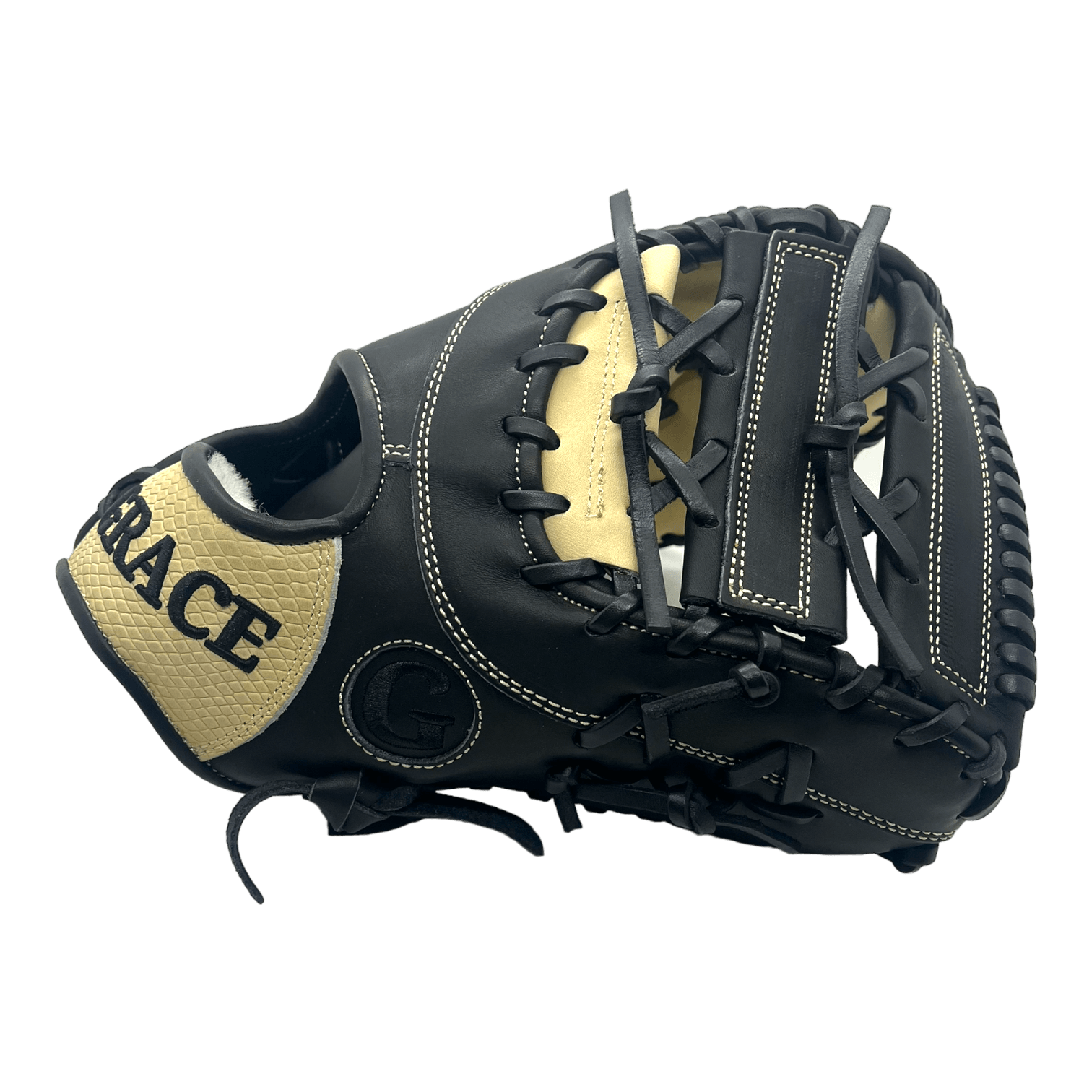 Grace Custom 12.5” Inch Black Snake Skin Blonde First Base Mitt - CustomBallgloves.com