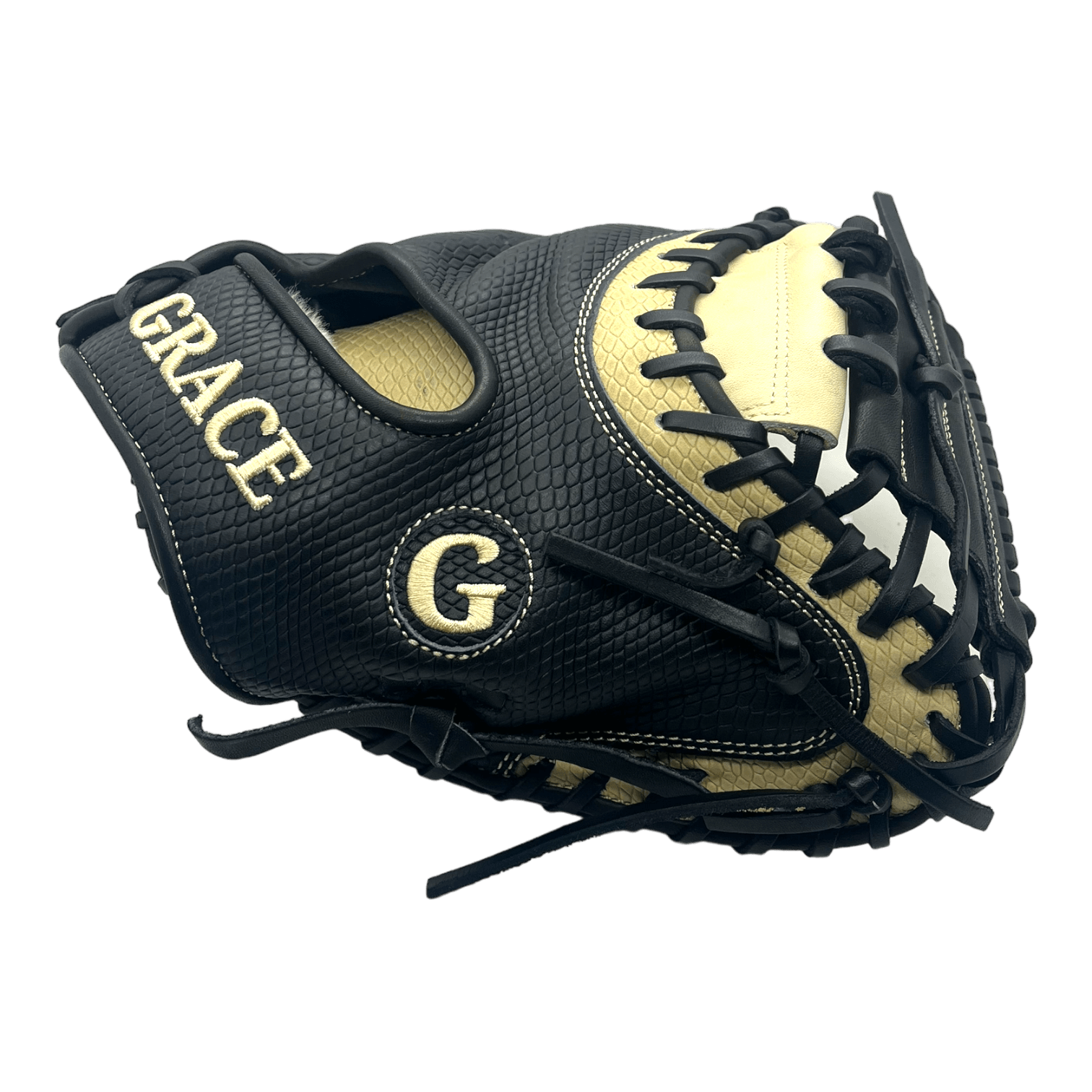 Grace Custom 32.5” Inch Black Snake Skin Blonde Catchers Mitt RHT - CustomBallgloves.com