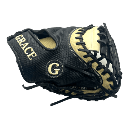 Grace Custom 32.5” Inch Black Snake Skin Blonde Catchers Mitt RHT - CustomBallgloves.com