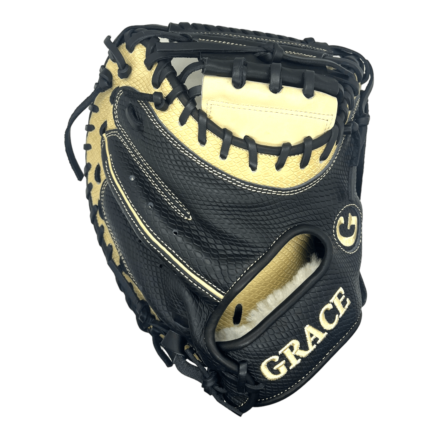 Grace Custom 32.5” Inch Black Snake Skin Blonde Catchers Mitt RHT - CustomBallgloves.com