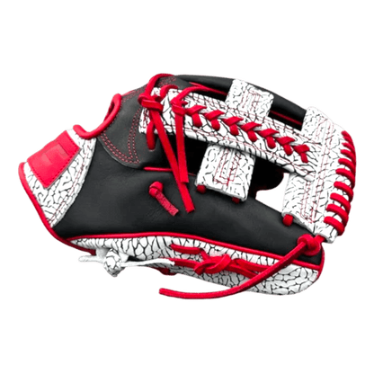 Ignite Glove Co 11.5” Inch MJ Style OG Web Elephant Black Red Infield Glove - CustomBallgloves.com