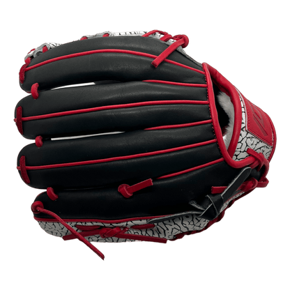 Ignite Glove Co 11.5” Inch MJ Style OG Web Elephant Black Red Infield Glove - CustomBallgloves.com