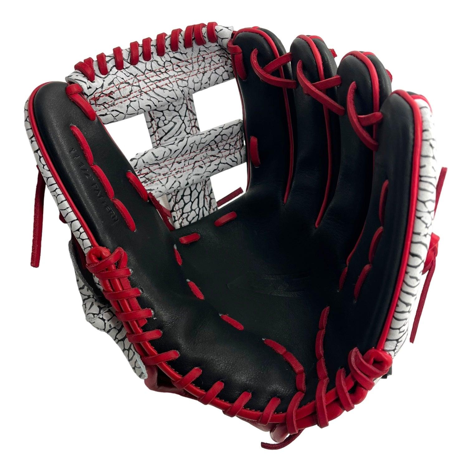 Ignite Glove Co 11.5” Inch MJ Style OG Web Elephant Black Red Infield Glove - CustomBallgloves.com