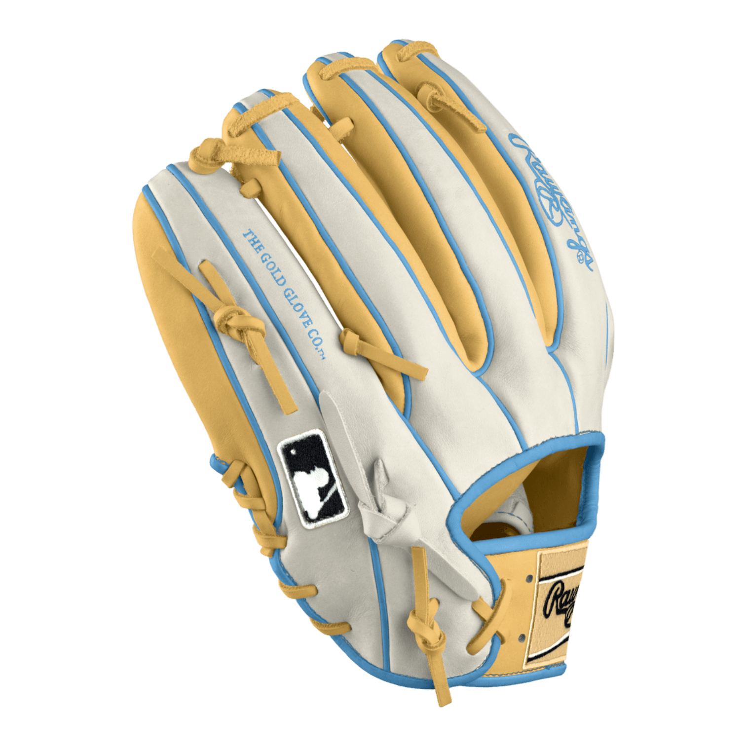 Rawlings Custom 11.5" Inch I-Web Baby Blue Blonde White Heart of the Hide Infield Glove - CustomBallgloves.com