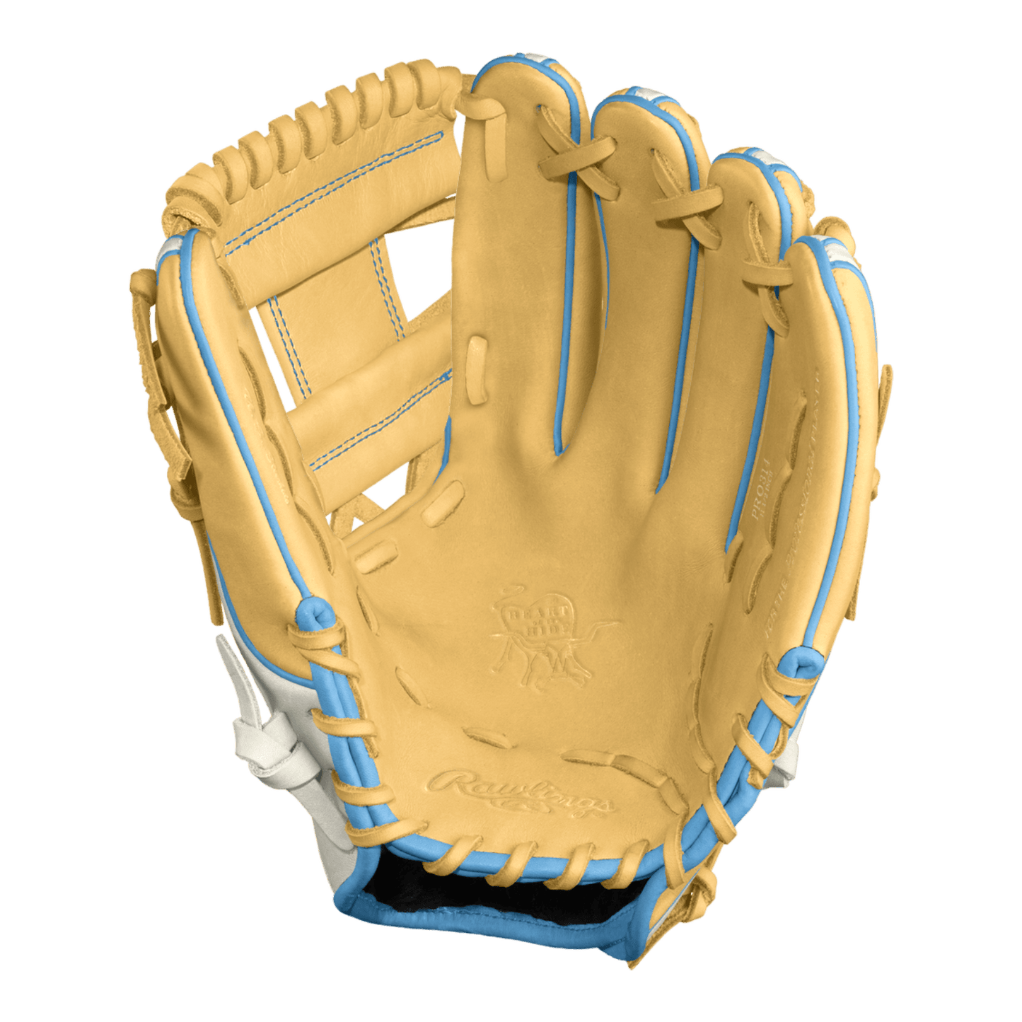 Rawlings Custom 11.5" Inch I-Web Baby Blue Blonde White Heart of the Hide Infield Glove - CustomBallgloves.com