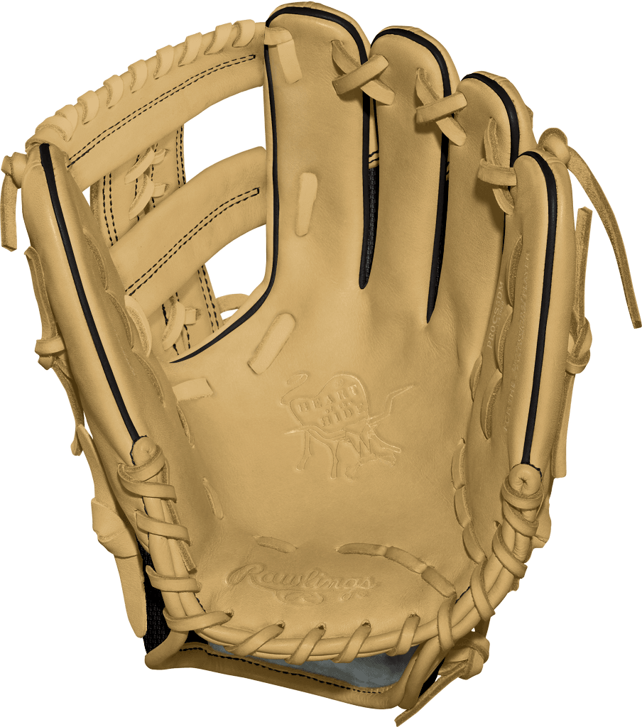 Rawlings Custom 11.50” Laced Single Post Black Speed Shell Camel Heart of the Hide Infield Glove - CustomBallgloves.com