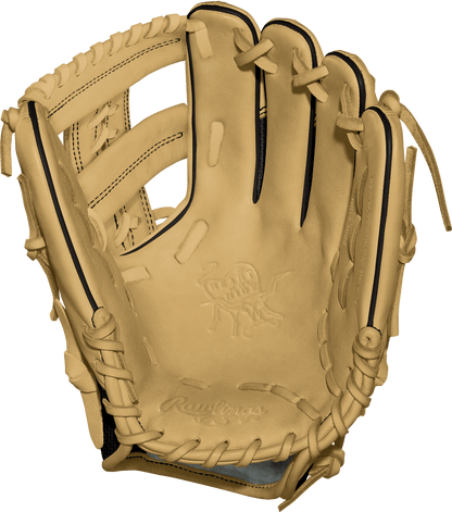 Rawlings Custom 11.50” Laced Single Post Black Speed Shell Camel Heart of the Hide Infield Glove - CustomBallgloves.com