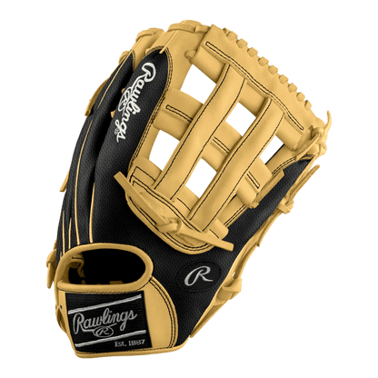 Rawlings Custom 12.75” H-Web Black Speed Shell Camel Heart of the Hide Outfield Glove - CustomBallgloves.com