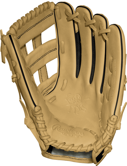 Rawlings Custom 12.75” H-Web Black Speed Shell Camel Heart of the Hide Outfield Glove - CustomBallgloves.com