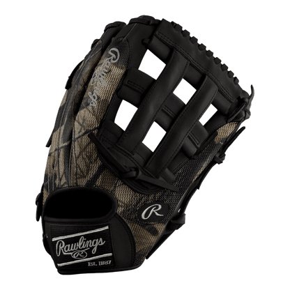 Rawlings Custom 12.75" Inch H-Web Camouflage Speed Shell Black Heart of the Hide Outfield Glove - CustomBallgloves.com