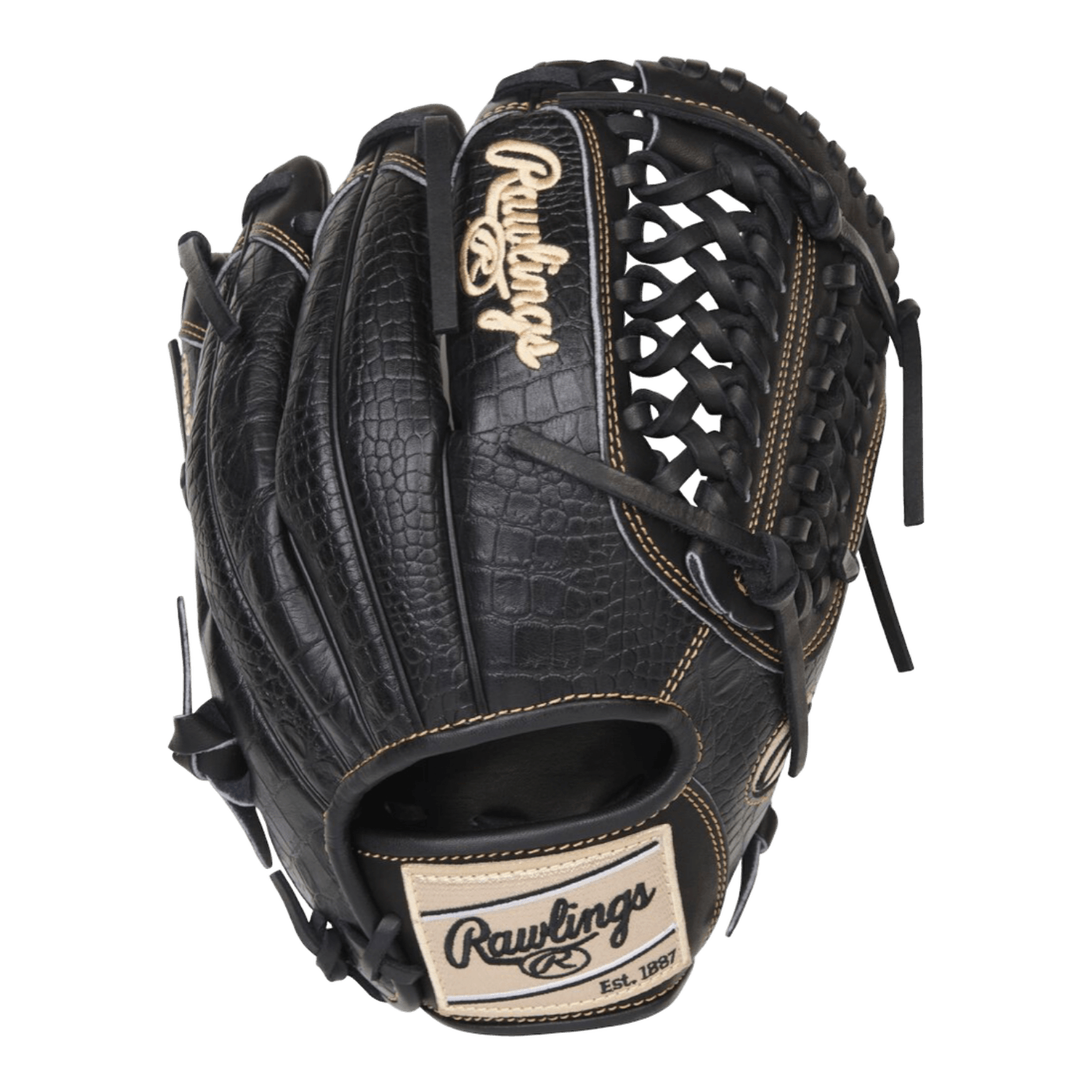 Rawlings R2G 11.75" Inch Croc Skin Black Blonde Heart of the Hide Baseball Glove - CustomBallgloves.com