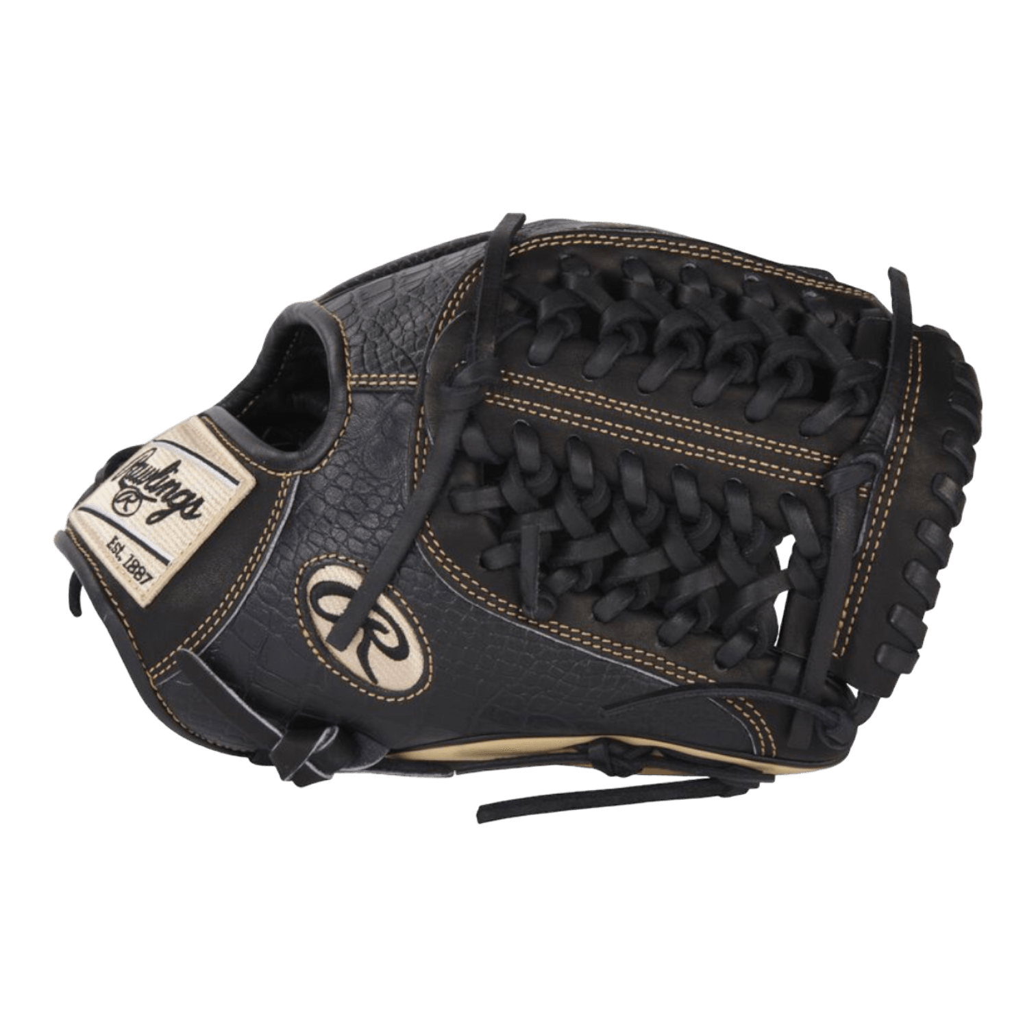 Rawlings R2G 11.75" Inch Croc Skin Black Blonde Heart of the Hide Baseball Glove - CustomBallgloves.com