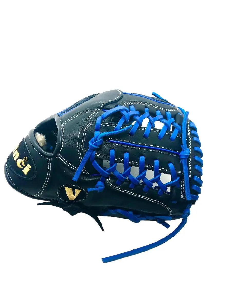 Vinci Pro 11.5” inch Infielder Pitcher Black Blue Lace Glove - CustomBallgloves.com