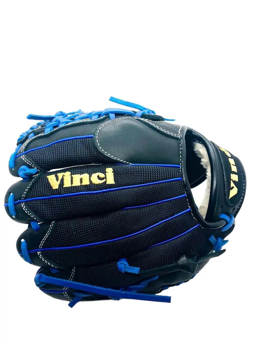 Vinci Pro 11.5” inch Infielder Pitcher Black Blue Lace Glove - CustomBallgloves.com