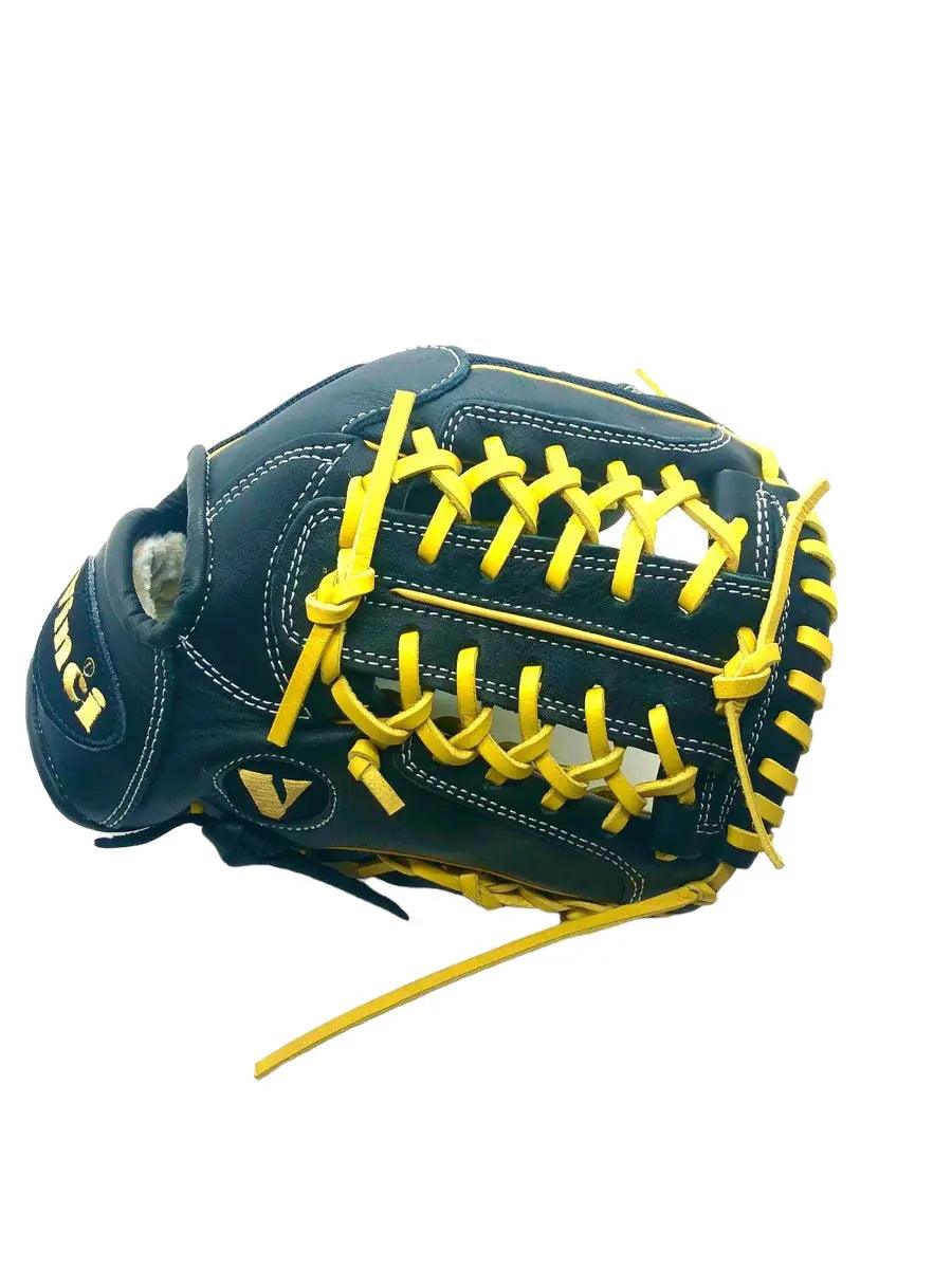 Vinci Pro 11.5” inch Infielder Pitcher Black Yellow Lace Glove - CustomBallgloves.com