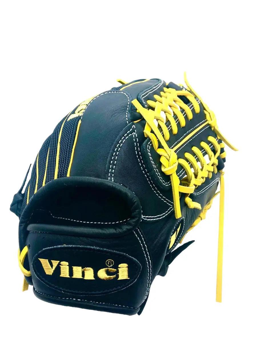 Vinci Pro 11.5” inch Infielder Pitcher Black Yellow Lace Glove - CustomBallgloves.com