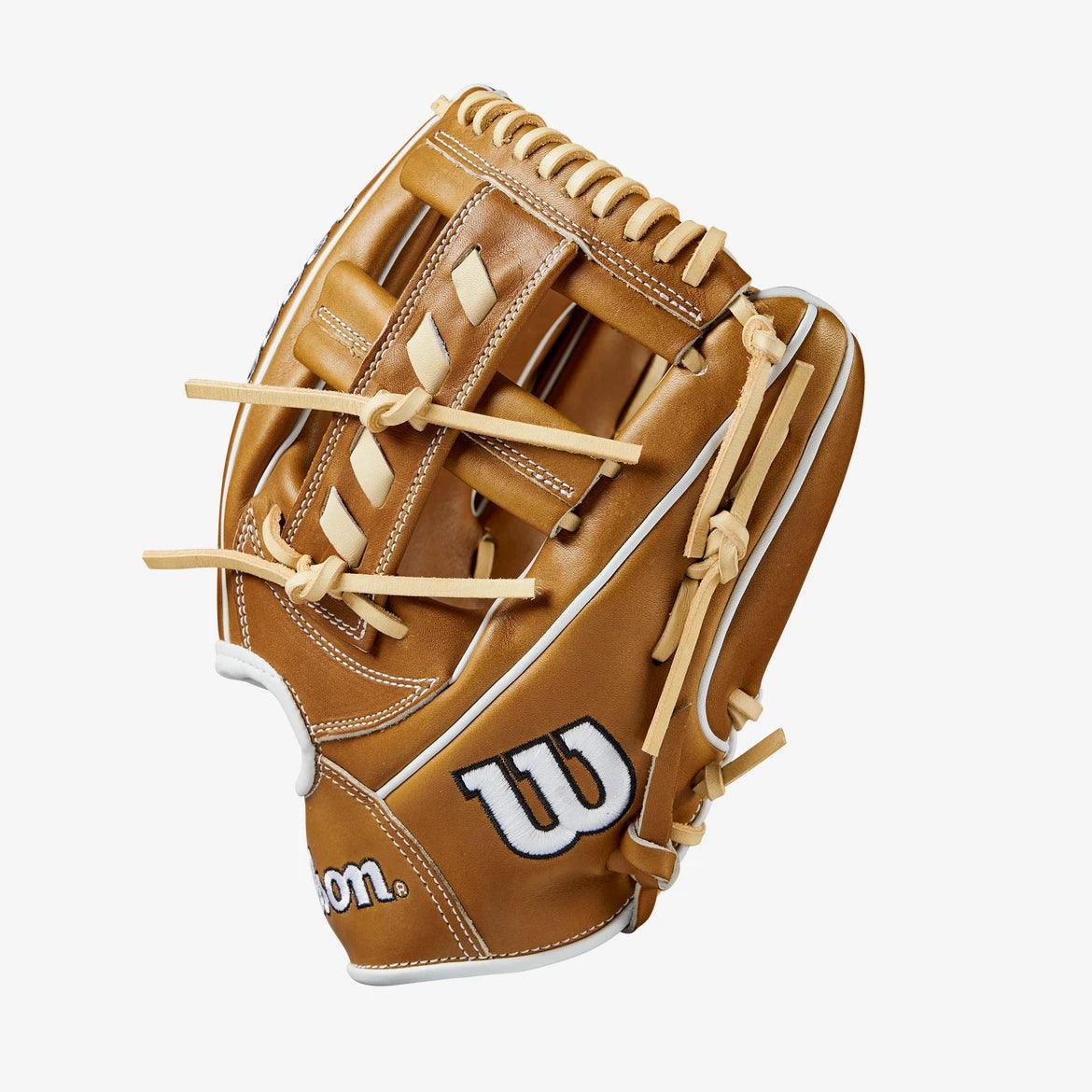 Wilson A2000 11.5” Laced Cross Web Brown Infield Glove - CustomBallgloves.com