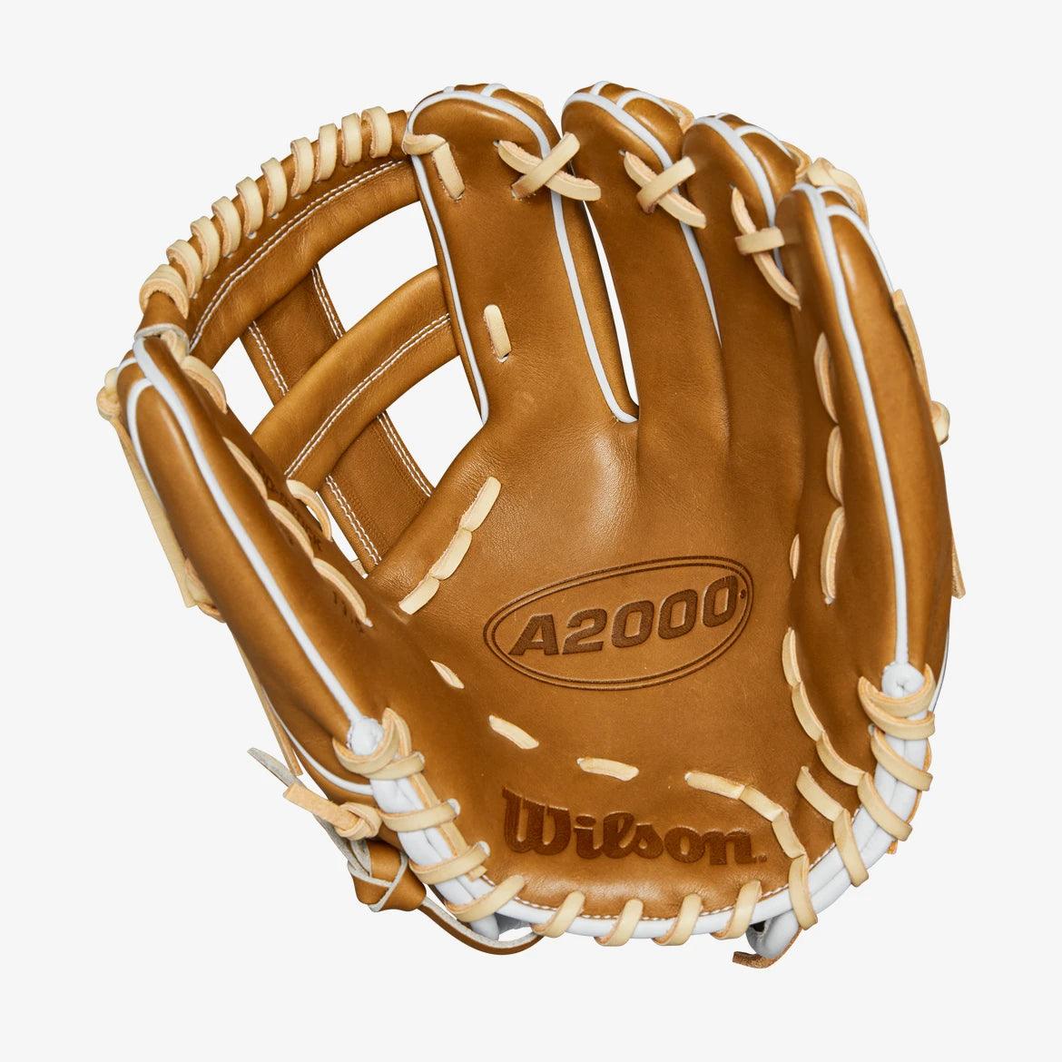 Wilson A2000 11.5” Laced Cross Web Brown Infield Glove - CustomBallgloves.com