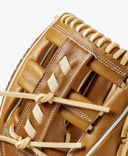 Wilson A2000 11.5” Laced Cross Web Brown Infield Glove - CustomBallgloves.com