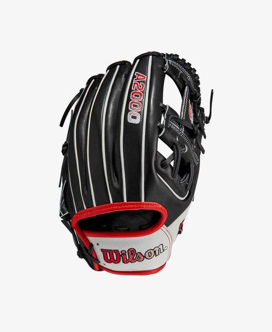 Wilson A2000 11.75” I-Web Black White Red Infield Glove - CustomBallgloves.com